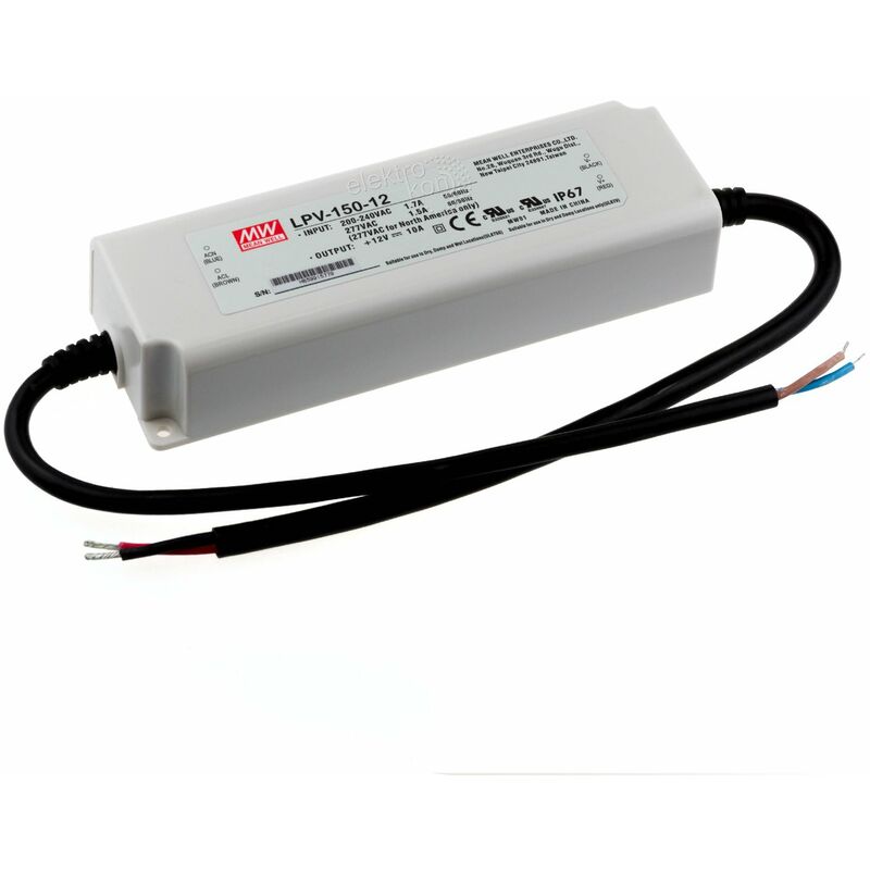 foto del prodotto mean well alimentatore switching 150w 12vdc 10a singola uscita lpv 150 12 ip67 meanwell