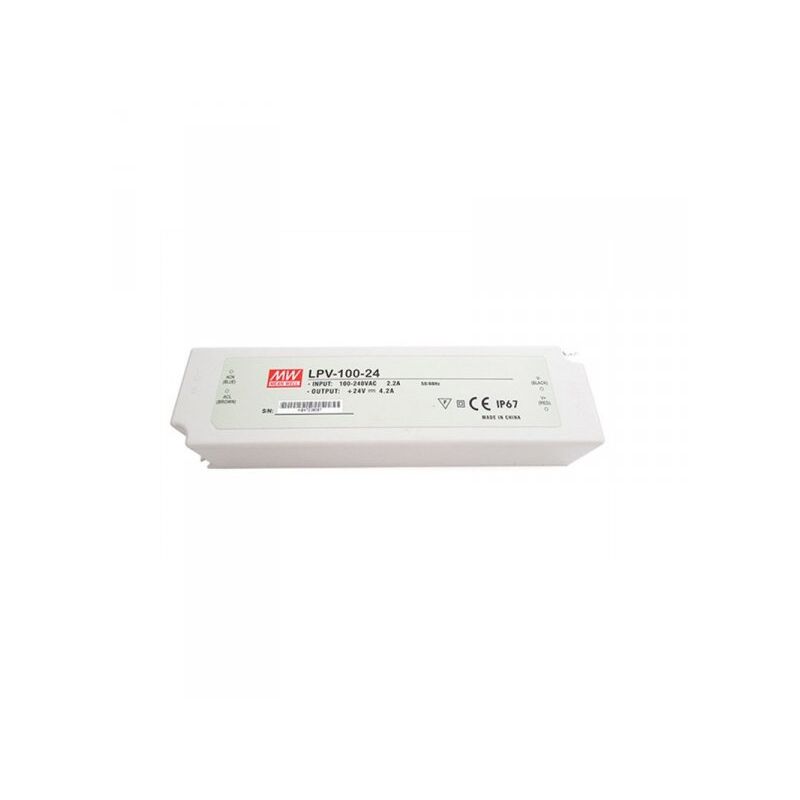 foto del prodotto mean well alimentatore trasformatore cv mw impermeabile ip67 24v 100w 4,2a lpv 100 24 input 220v e 110v