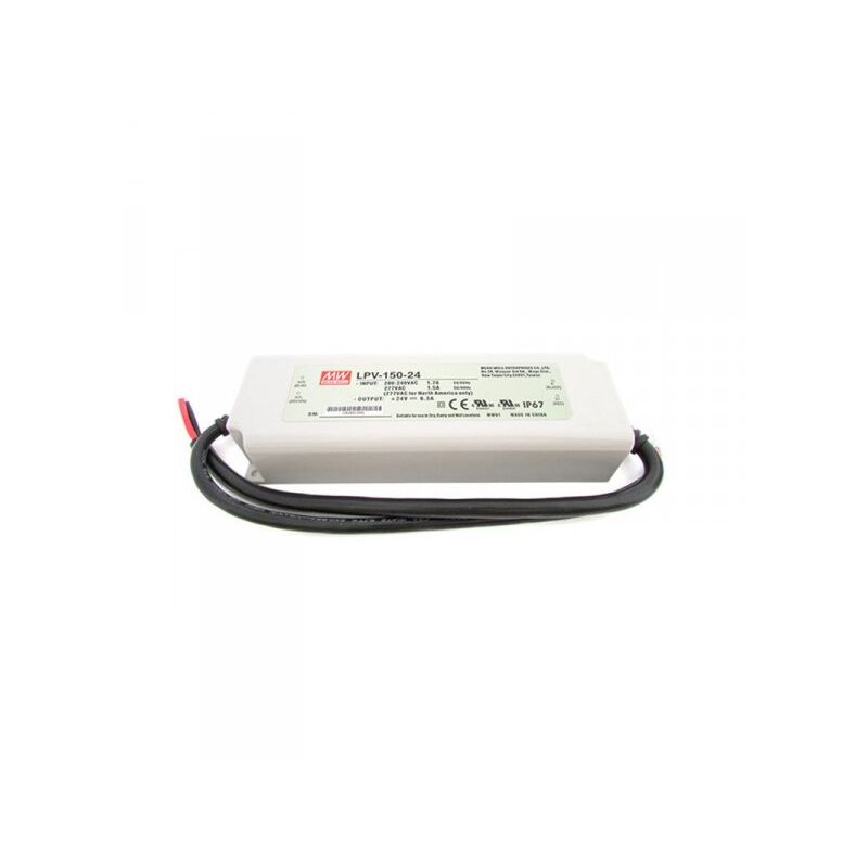 foto del prodotto mean well alimentatore trasformatore cv mw impermeabile ip67 24v 150w 6,3a lpv 150 24 input 220v e 110v input 220v e 110v