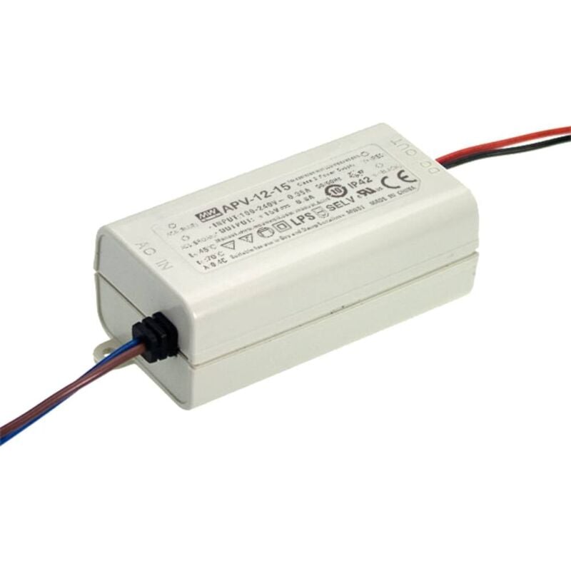 foto del prodotto mean well apv 12 5 trasformatore per led tensione costante 10 w 0 2 a 5 v dc non dimmerabile, protezione sovraccarico