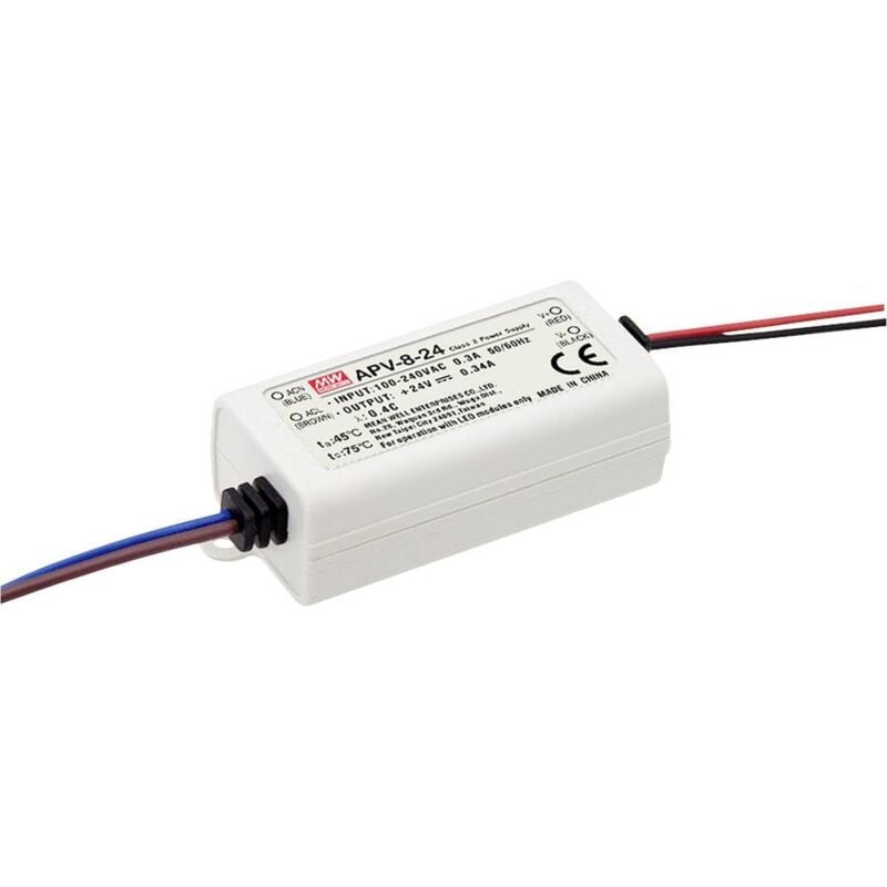 foto del prodotto mean well apv 8 24 trasformatore per led tensione costante 8 w 0 0.34 a 24 v dc non dimmerabile, protezione sovraccar