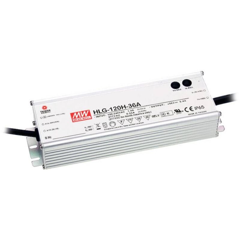 foto del prodotto mean well hlg 120h 24a driver per led, trasformatore per led tensione costante, corrente costante 120 w 5 a 24 v dc cir