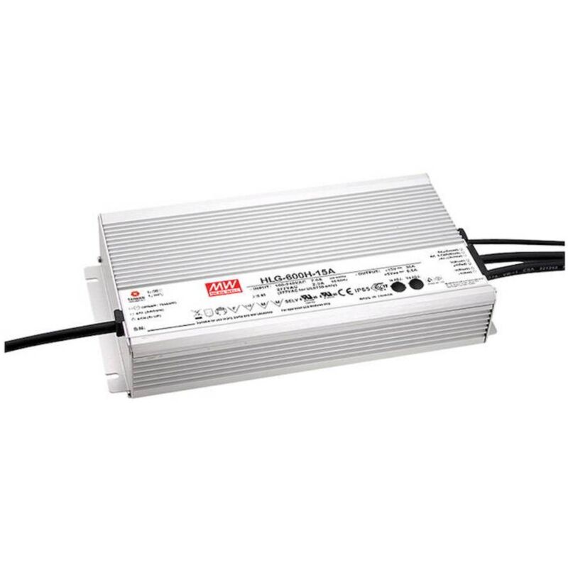 foto del prodotto mean well hlg 600h 24a driver per led, trasformatore per led tensione costante, corrente costante 600 w 25 a 24 v dc ci