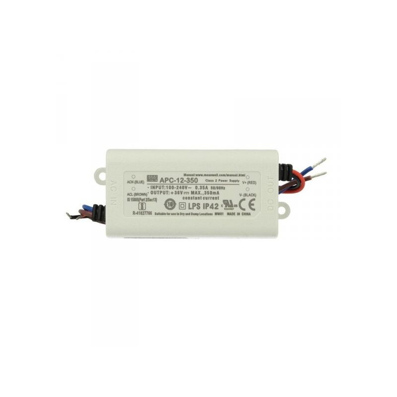 foto del prodotto mean well led driver cc mw apc 12 350 trasformatore 350ma 9v 36v dc 12w corrente costante ip42