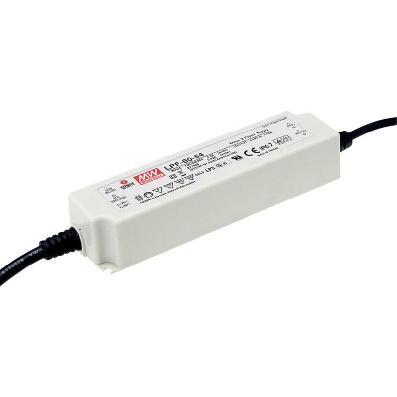 foto del prodotto mean well lpf 60 24 driver per led, trasformatore per led tensione costante, corrente costante 60 w 2.5 a 14.4 24 v d