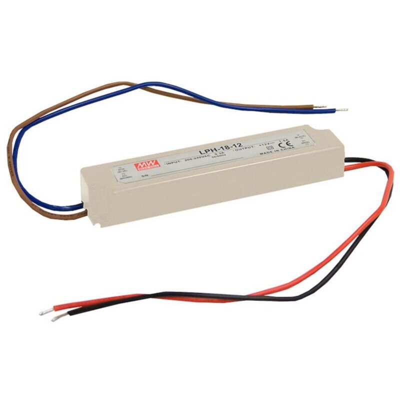 foto del prodotto mean well lph 18 12 driver per led, trasformatore per led tensione costante, corrente costante 18 w 0 1.5 a 12 v dc n
