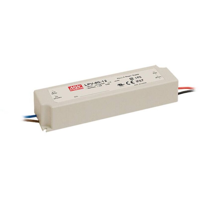 foto del prodotto mean well lpv 60 24 trasformatore per led tensione costante 60 w 0 2.5 a 24 v dc non dimmerabile, protezione sovracca