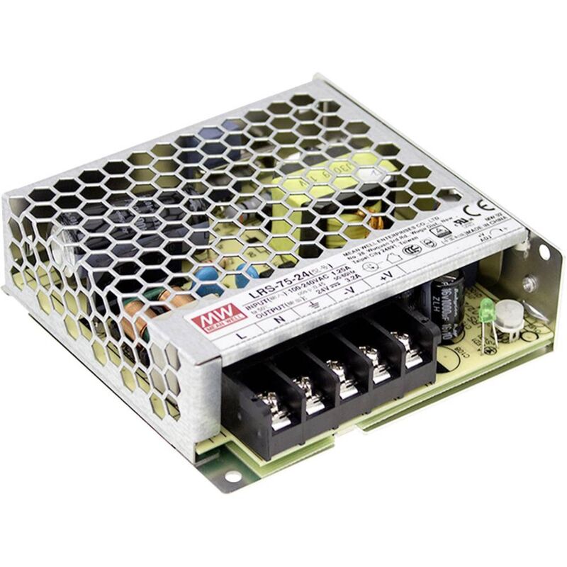 foto del prodotto mean well lrs 75 24 alimentatore a commutazione. 24 v dc 3.2 a 76.8 w