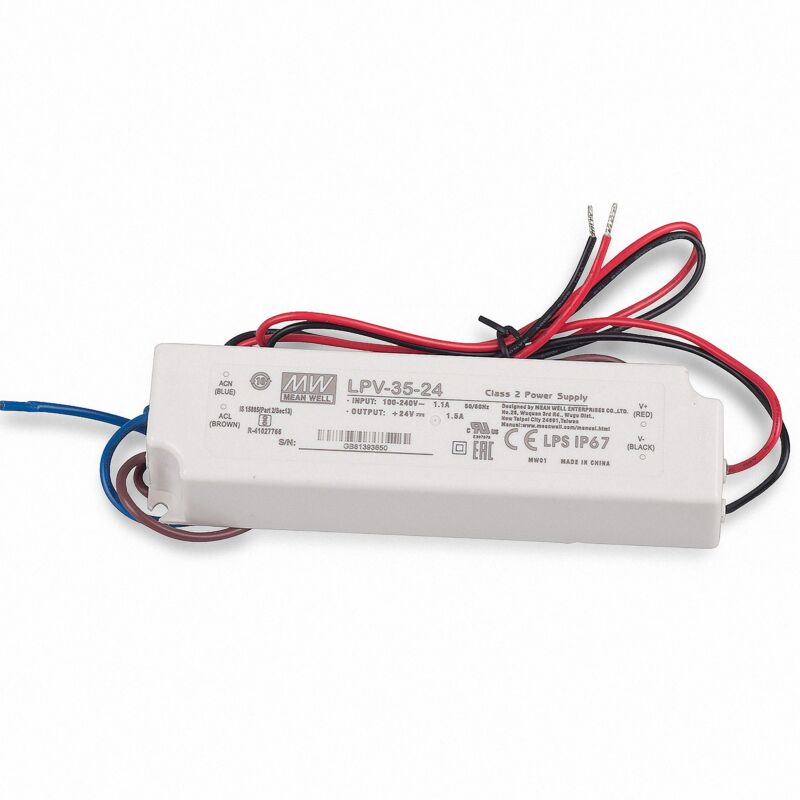 foto del prodotto mean well meanwell, lpv 35 24 alimentatore led da 36 w, 24 v, 1,5 a