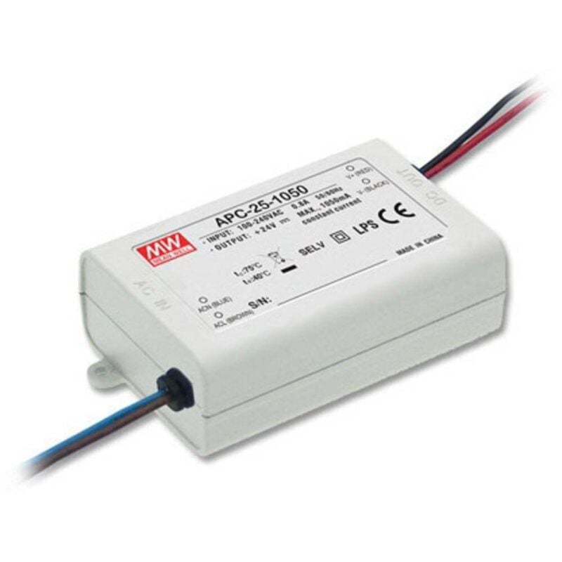foto del prodotto mean well mw apc 25 500 driver per led corrente costante 25.2 w 0.5 a 15 50 v dc non dimmerabile, protezione sovracca