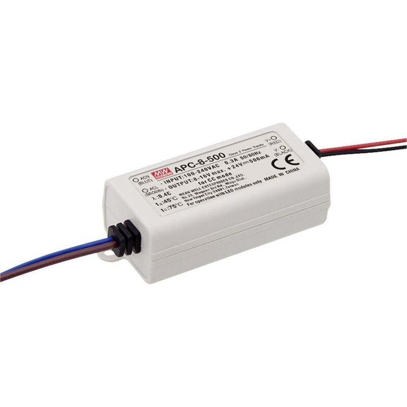foto del prodotto mean well mw apc 8 250 driver per led corrente costante 8 w non dimmerabile, protezione sovraccarico 1 pz.
