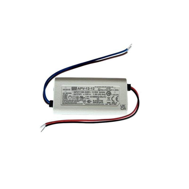 foto del prodotto mean well mw apv 12 12 alimentatore 12w 12v 1a ip30 input 220v e 110v