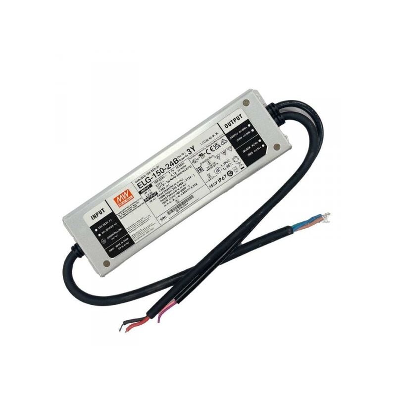 foto del prodotto mean well mw elg 150 24b 3y alimentatore dimmerabile 0 10v pwm resistenza ip67 150w 24v 6,25a input 220v e 110v