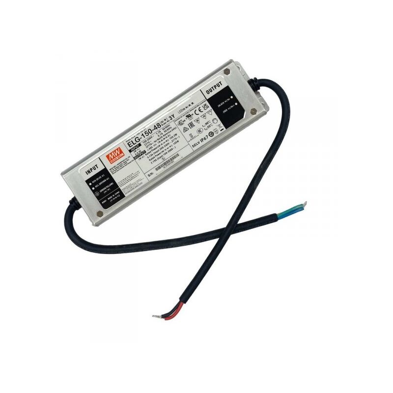 foto del prodotto mean well mw elg 150 48 3y alimentatore ip67 150w 48v 3,13a input 220v e 110v