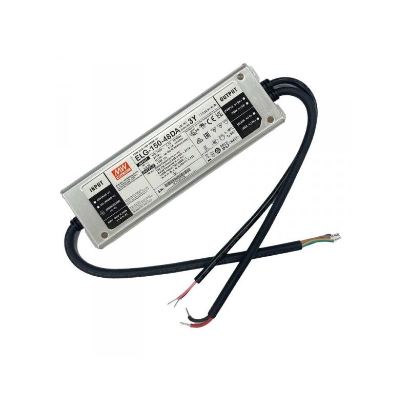 foto del prodotto mean well mw elg 150 48da 3y alimentatore dimmerabile dali ip67 150w 48v 3,13a input 220v e 110v