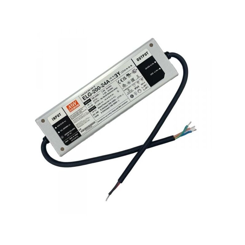 foto del prodotto mean well mw elg 200 24a 3y alimentatore ip67 200w 24v 8,4a input 220v e 110v