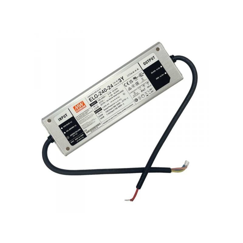 foto del prodotto mean well mw elg 240 24 3y alimentatore ip67 200w 24v 10a input 220v e 110v