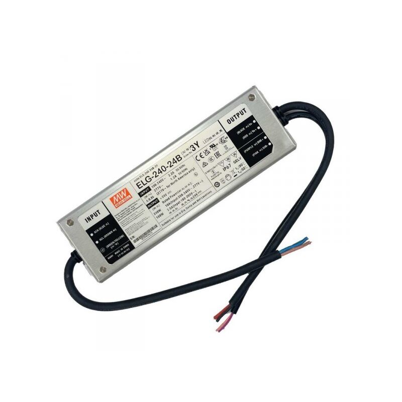 foto del prodotto mean well mw elg 240 24b 3y alimentatore dimmerabile 0 10v pwm resistenza ip67 200w 24v 10a input 220v e 110v