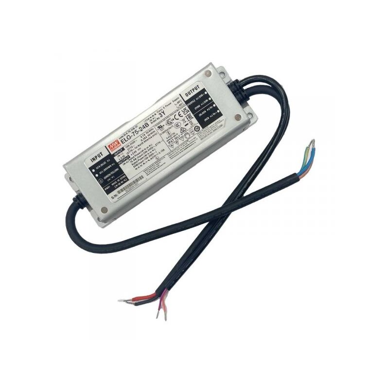 foto del prodotto mean well mw elg 75 24b 3y alimentatore dimmerabile 0 10v pwm resistenza ip67 75w 24v 3,15a input 220v e 110v