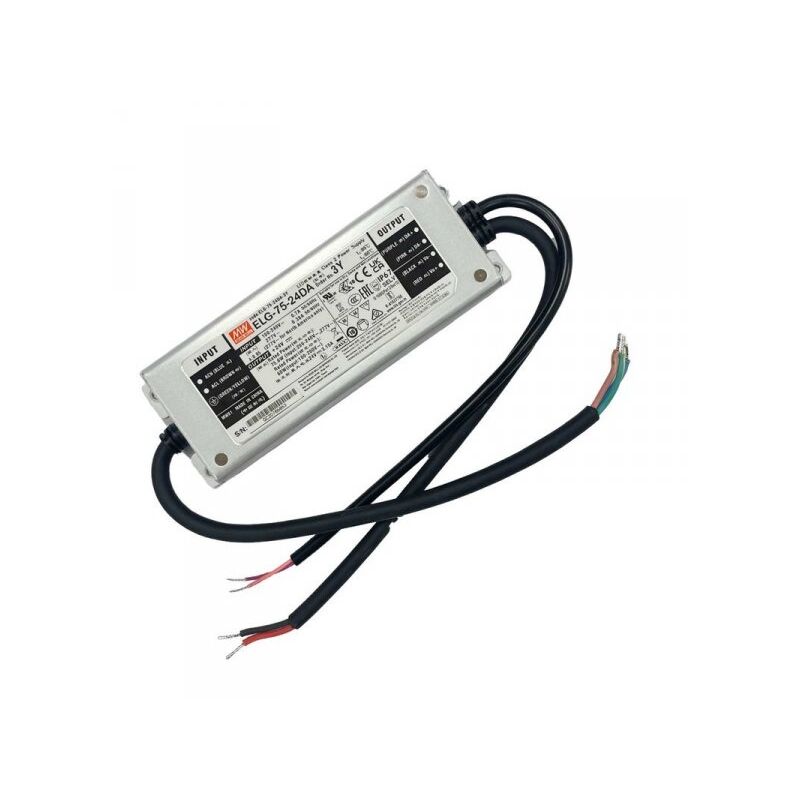 foto del prodotto mean well mw elg 75 24da 3y alimentatore dimmerabile dali ip67 75w 24v 3,15a input 220v e 110v