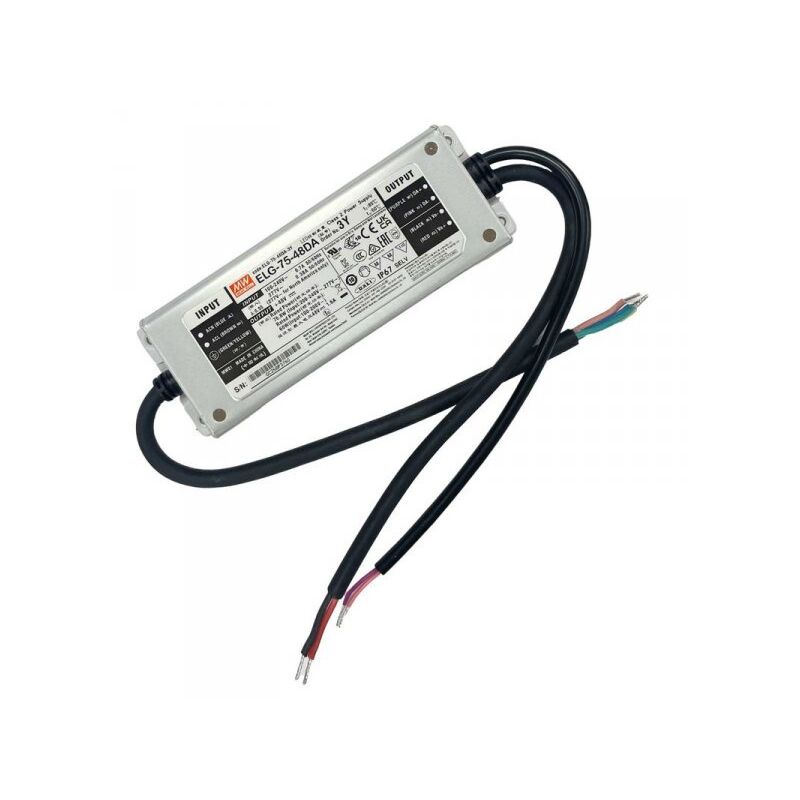 foto del prodotto mean well mw elg 75 48da 3y alimentatore dimmerabile dali ip67 75w 48v 1,6a input 220v e 110v