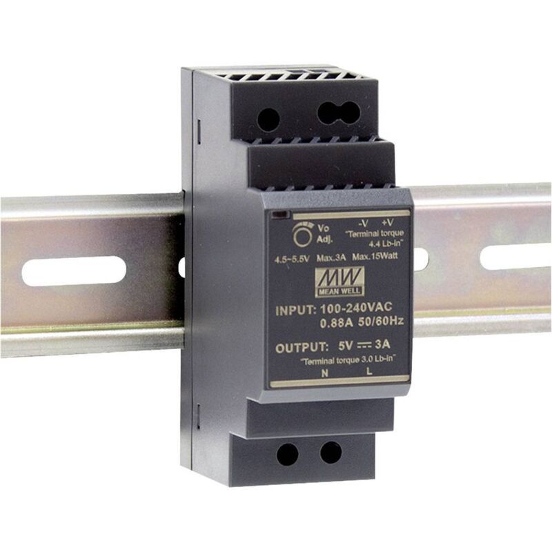 foto del prodotto mean well mw hdr 30 48 alimentatore per guida din 48 v dc 0.75 a 36 w num. uscite 1 x contenuto 1 pz.