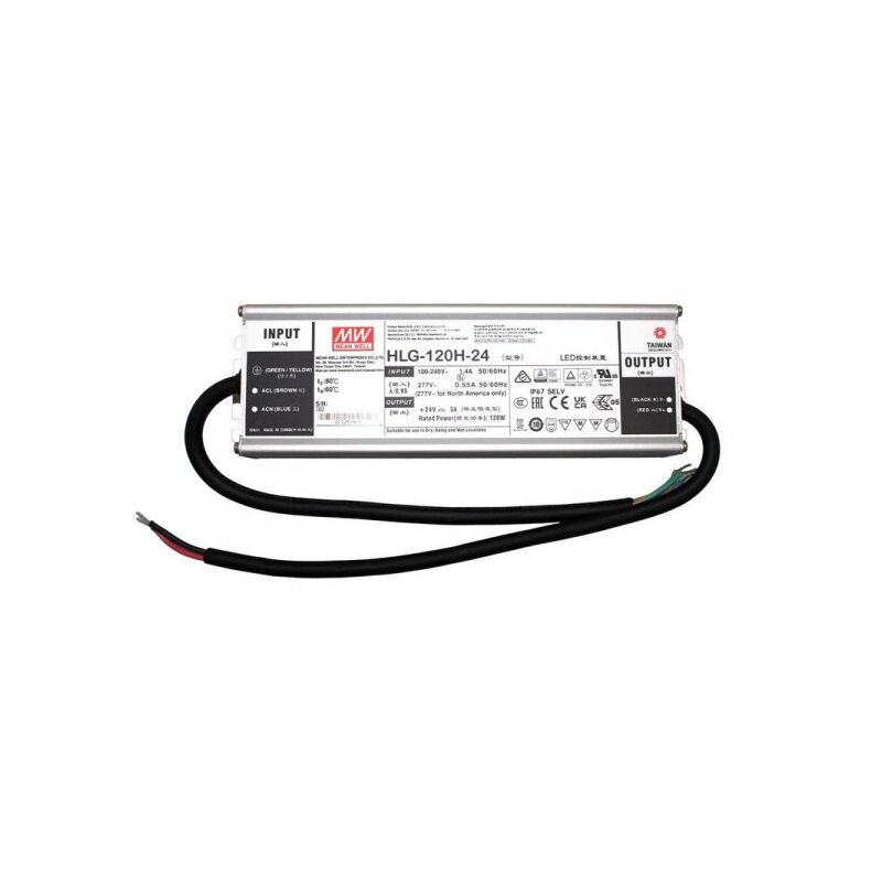 foto del prodotto mean well mw hlg 120h 24 alimentatore led driver cc cv 120w 24v 5a ip67 input 220v 110v