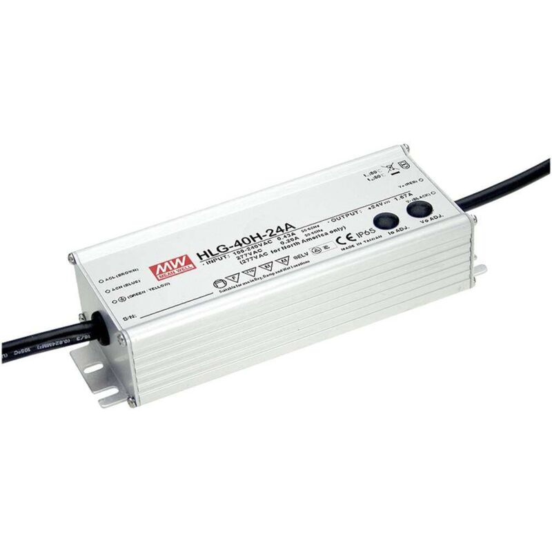 foto del prodotto mean well mw hlg 40h 24a driver per led, trasformatore per led tensione costante, corrente costante 40 w 1.67 a 24 v dc