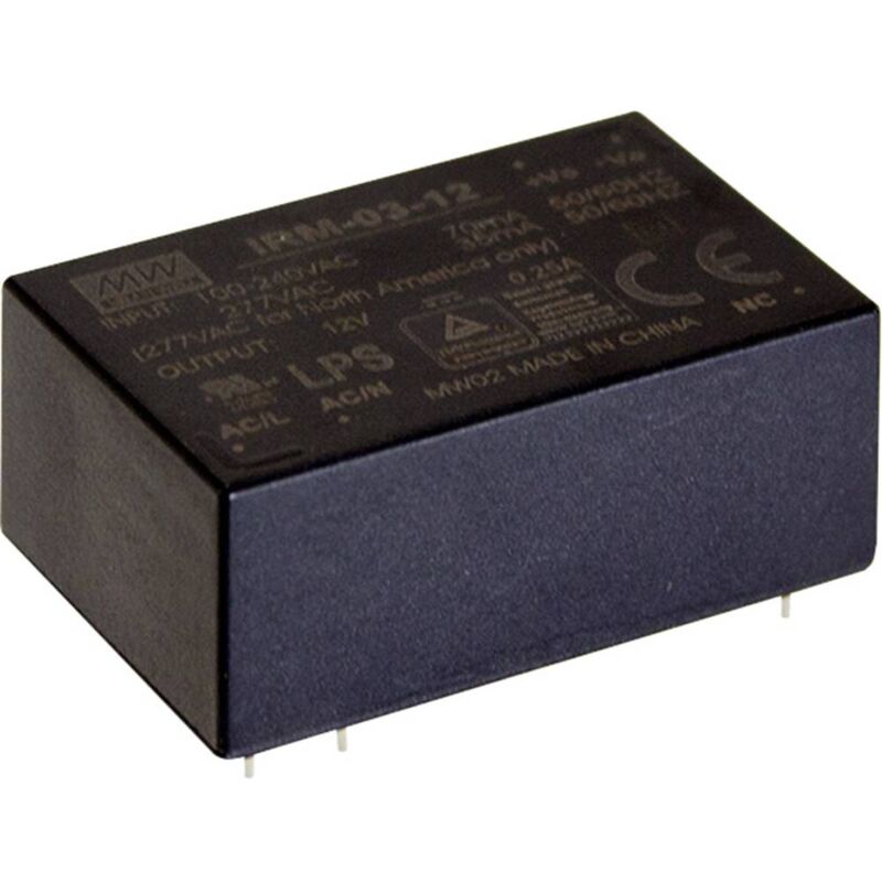 foto del prodotto mean well mw irm 03 12 alimentatore da circuito stampato ac dc 12 v dc 250 ma 3 w