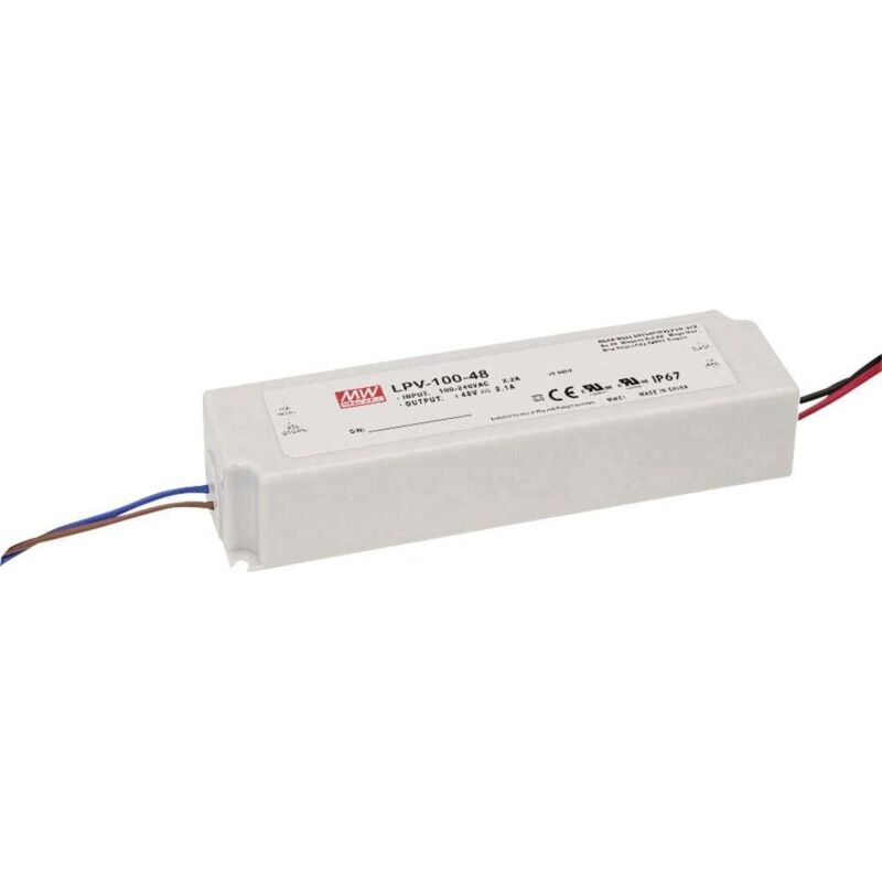 foto del prodotto mean well mw lpv 100 48 trasformatore per led tensione costante 100 w 0 2.1 a 48 v dc non dimmerabile, circuito pfc,