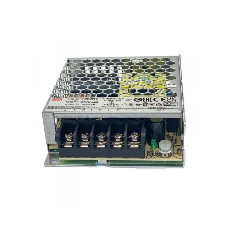 foto del prodotto mean well mw lrs 50 15 alimentatore trasformatore 50w 15v 3,4a ip20 input 220v e 110v