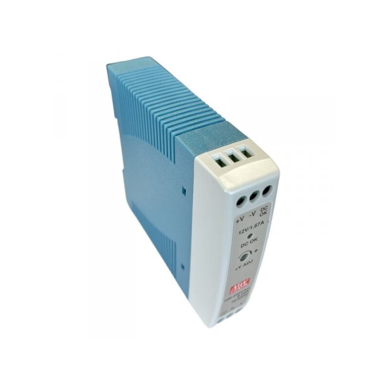 foto del prodotto mean well mw mdr 20 12 trasformatore rotaia industriale 12v 20w 1,67a barra guida din rail power supply input 220v 110v