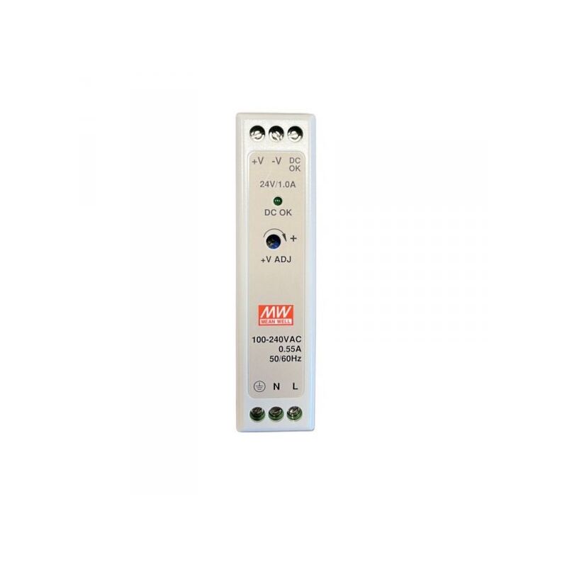 foto del prodotto mean well mw mdr 20 24 alimentatore guida din 20w 24v 1a input 220v e 110v