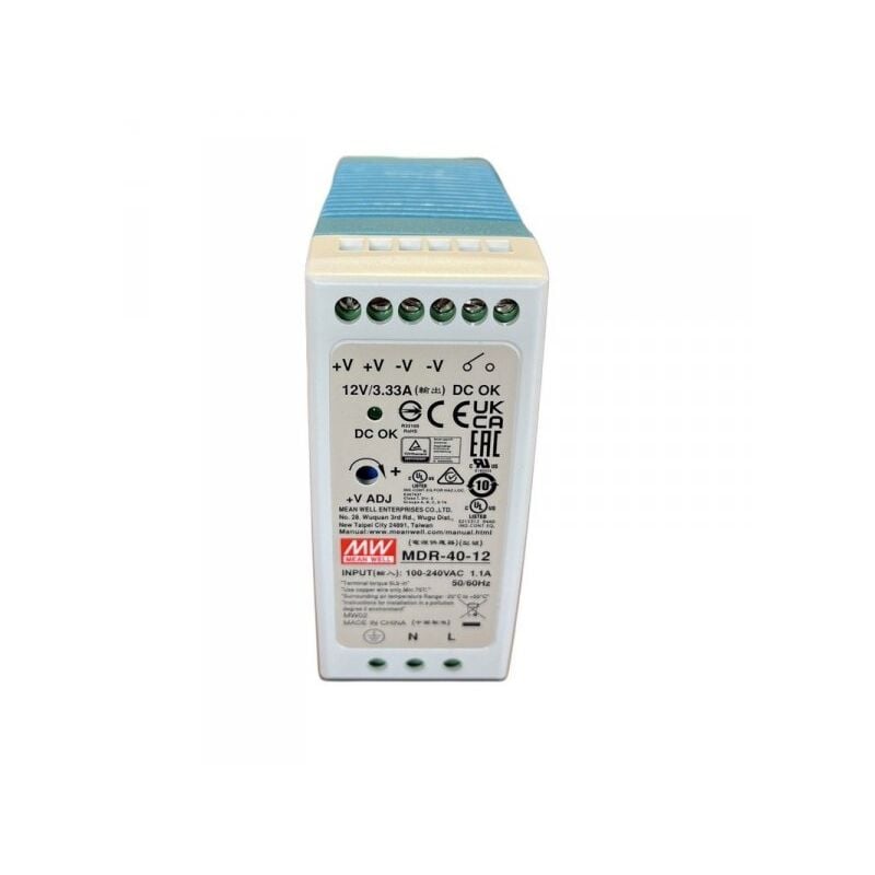 foto del prodotto mean well mw mdr 40 12 alimentatore guida din 40w 12v 3,33a input 220v e 110v