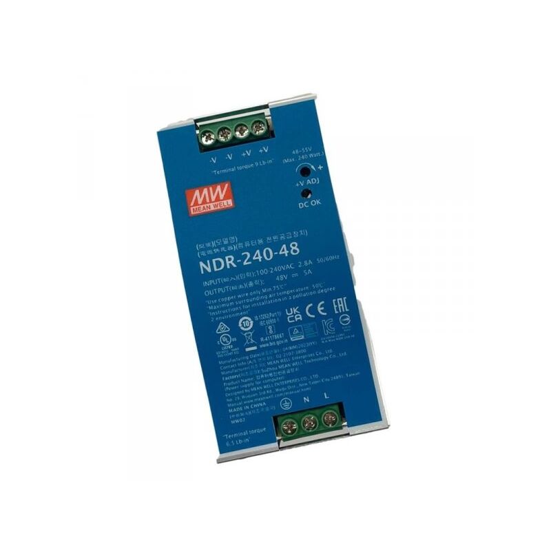 foto del prodotto mean well mw ndr 240 48 trasformatore rotaia industriale 48v 240w 5a barra guida din rail power supply input 220v 110v