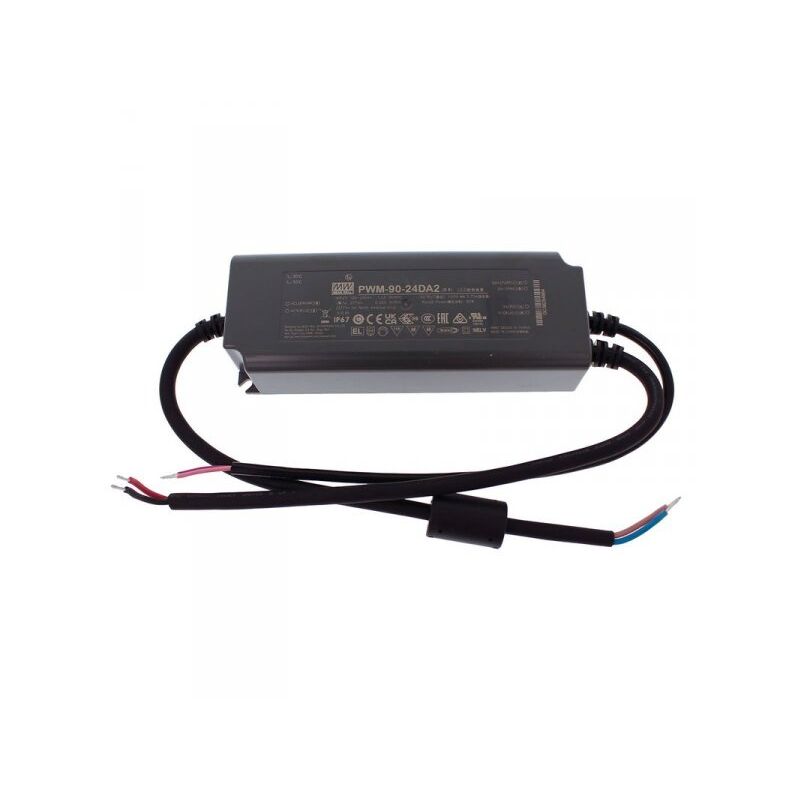foto del prodotto mean well mw pwm 90 24da2 alimentatore led dimmerabile dali e dali 2 90w 24v 3,75a ip67 input 220v e 110v