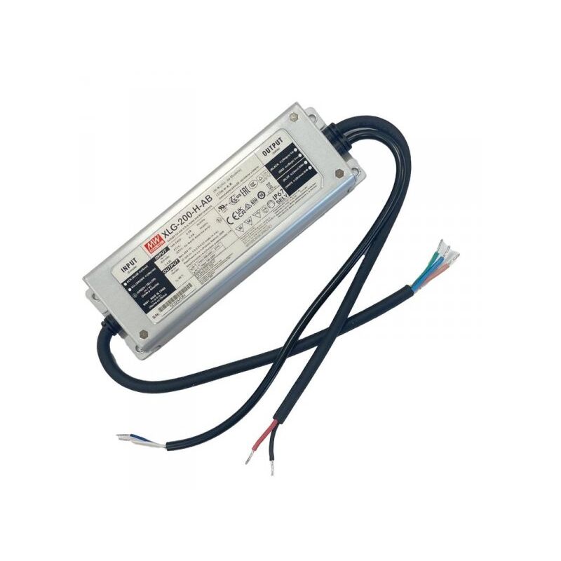 foto del prodotto mean well mw xlg 200 h ab led driver corrente costante 3500ma 27 56v 200w ip67 dimmerabile 3 in 1