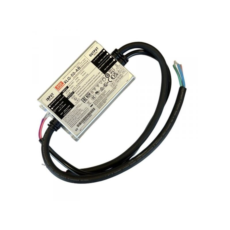 foto del prodotto mean well mw xlg 50 ab led driver cc 1000ma 22v 54v 50w dimmerabile 3 in 1 ip67 input 220v 110v