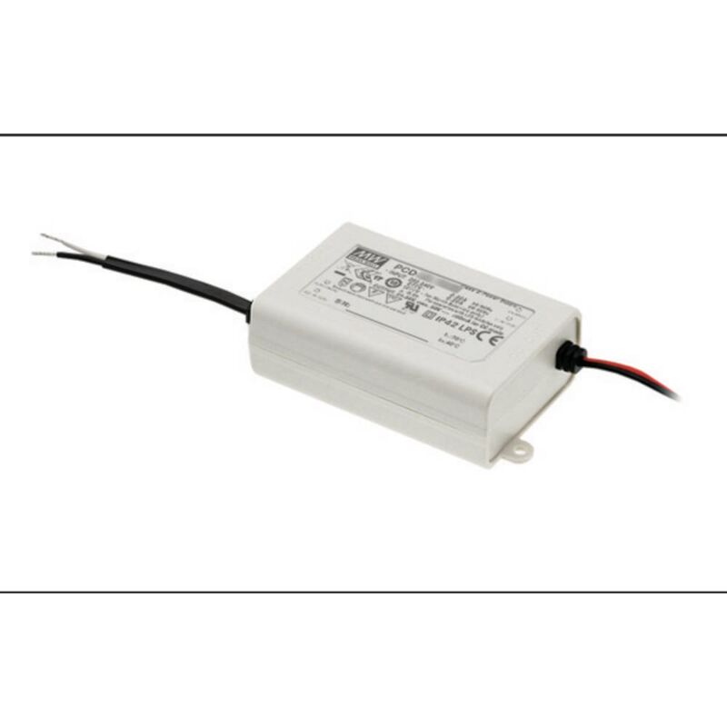 foto del prodotto mean well pcd 60 1050b driver per led corrente costante 60 w 1.05 a 34 57 v dc dimmerabile, circuito pfc, protezione