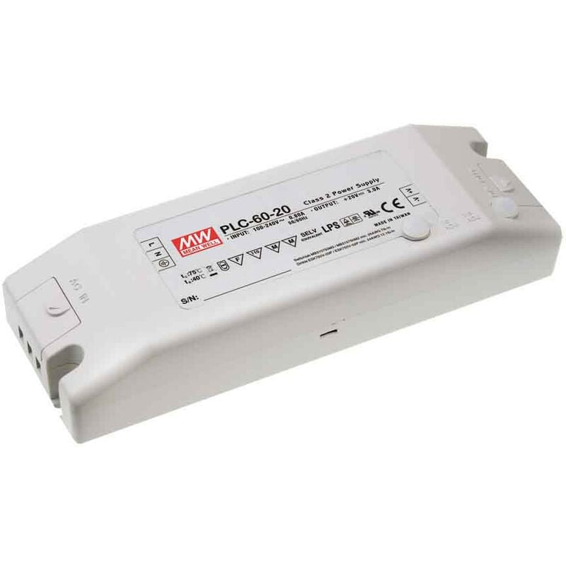 foto del prodotto mean well trasformatore a led design piatto 60w 90 264v 12v dc ip20 plc 60 12 plc 60 12