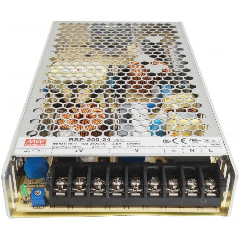 foto del prodotto meanwell alimentatore rsp-200-24 potenza max 201,6w dc 24v ip20 trasformatore per led