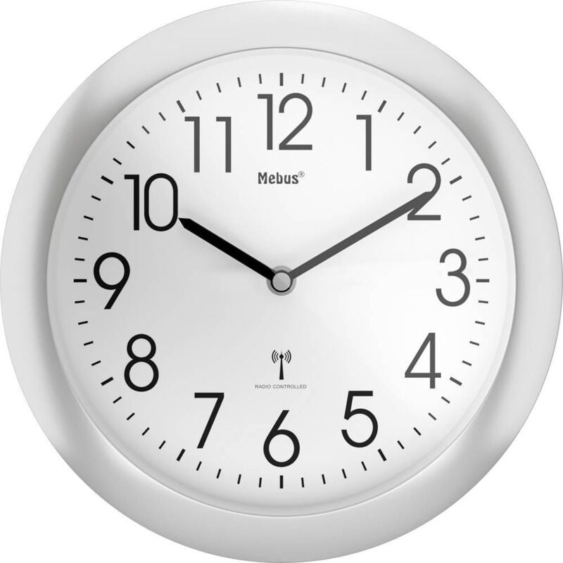 foto del prodotto mebus 52451 radiocontrollato orologio da parete 25 cm x 4 cm argento