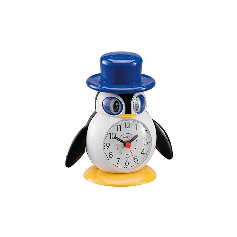 foto del prodotto mebus unisex sveglia analogica al quarzo sveglia in plastica pinguino bianco 26514