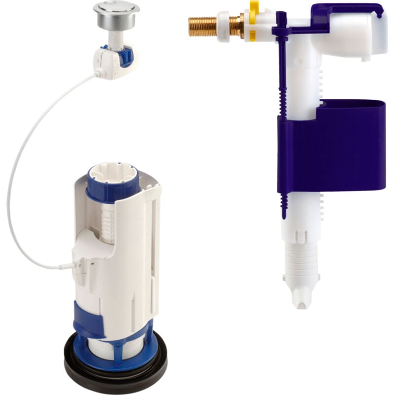 foto del prodotto meccanismo wc nf 3v102 - kit compatto con rubinetto galleggiante e pulsante doppio volume 3/6l