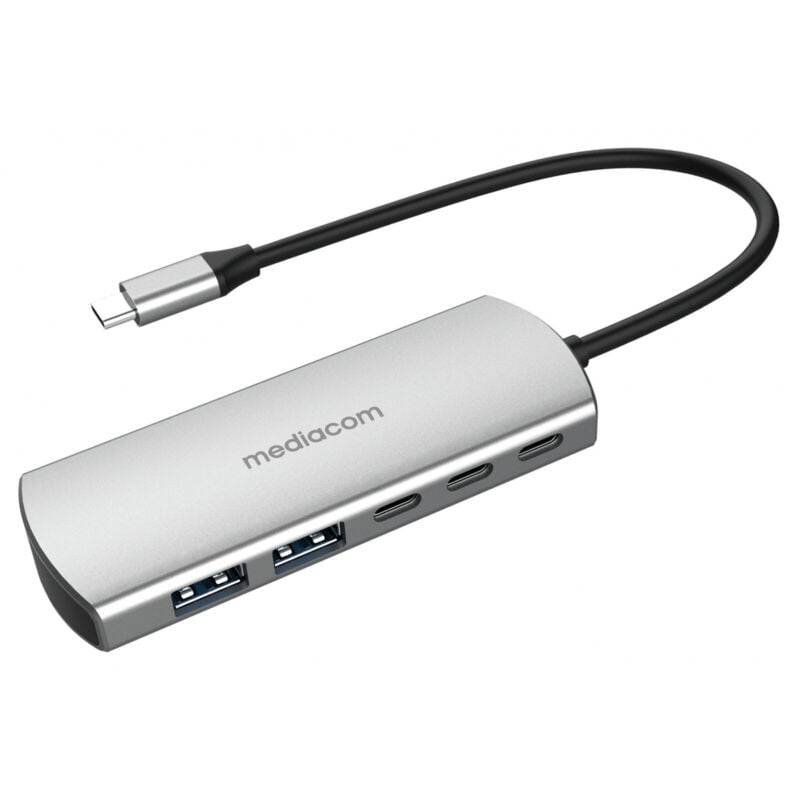 foto del prodotto mediacom md-c324 hub di interfaccia usb 2.0 type-c alluminio 5000 mbit s