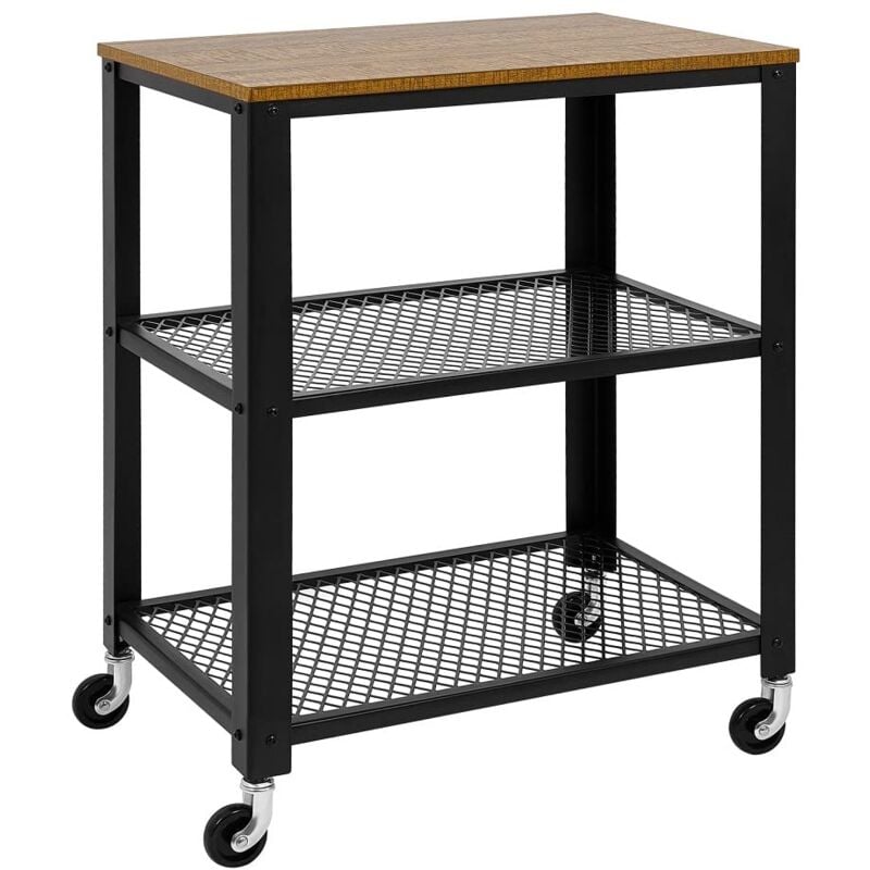 foto del prodotto meerveil carrello industriale cucina con rack di stoccaggio a 3 piani, vintage con ruote, ripiano in legno e telaio in metallo