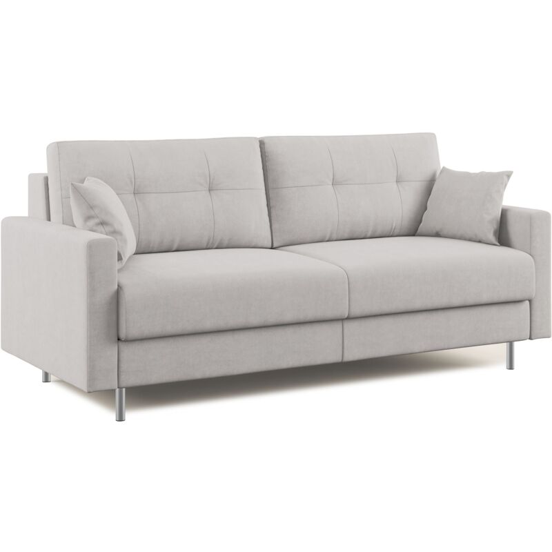 foto del prodotto megan divano letto matrimoniale in microfibra smacchiabile t11 168 cm mat. 120x197 grigio chiaro