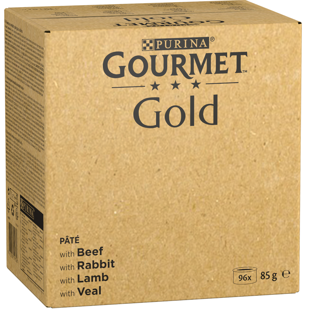 foto del prodotto megapack risparmio gourmet gold mousse 96 x 85 g umido per gatto manzo, coniglio, agnello, vitello