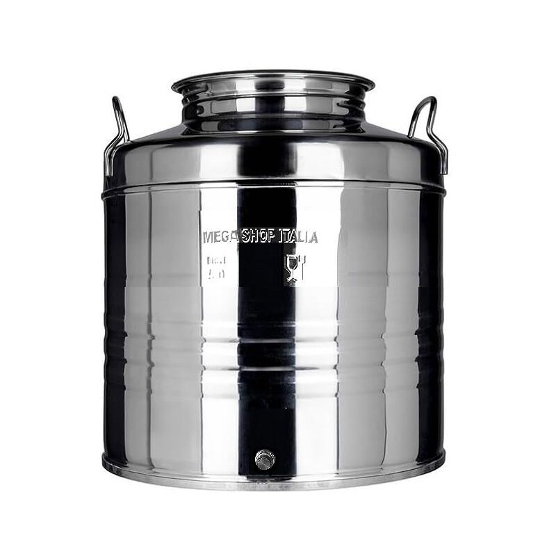 foto del prodotto megashopitalia contenitore bidone fusto per olio in acciaio inox 18 10 predisposto per rubinetto da 1 2 15 lt