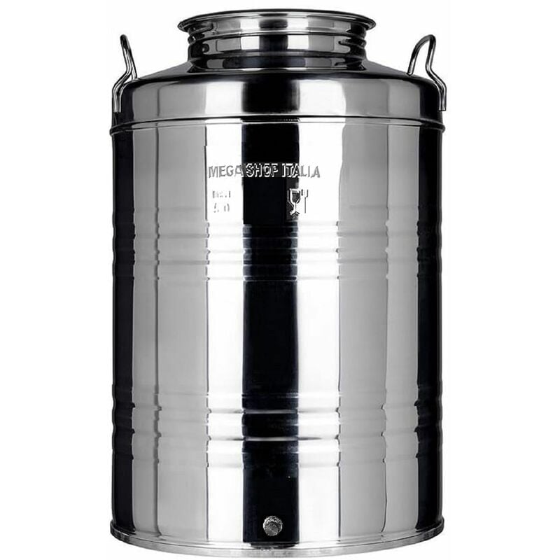 foto del prodotto megashopitalia contenitore bidone fusto per olio in acciaio inox 18 10 predisposto per rubinetto da 1 2 50 lt